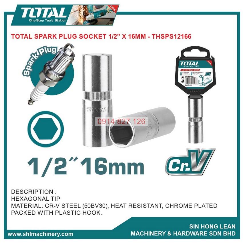 Đầu tuýp lục giác mở bugi xe máy 16mm và 21mm TOTAL THSPS12166 THSPS12216 chất liệu thép CR-V, Bh 6 tháng