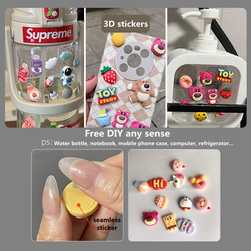 Set 4 phụ kiện nhựa 3D/ Miếng dán trang trí dành cho ốp điện thoại cốc nước handmade DIY