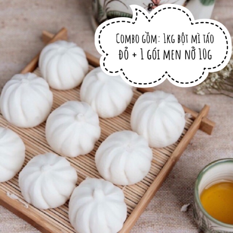 Combo 1kg bột bánh bao + men nở tươi chuyên dụng/men khô mauripan