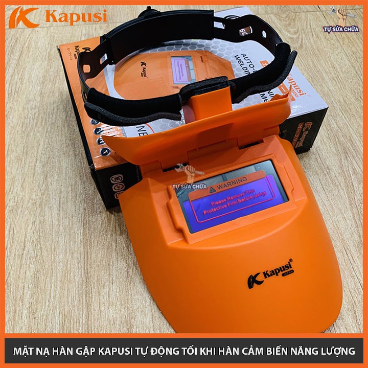 Mặt nạ hàn Kapusi 108x50mm - Kính hàn điện tử tự động cảm biến tối khi hàn bảo vệ đôi mắt