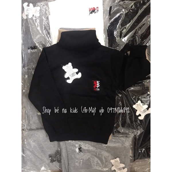 Áo len cổ lọ thêu chữ TB cho bé 8-20kg