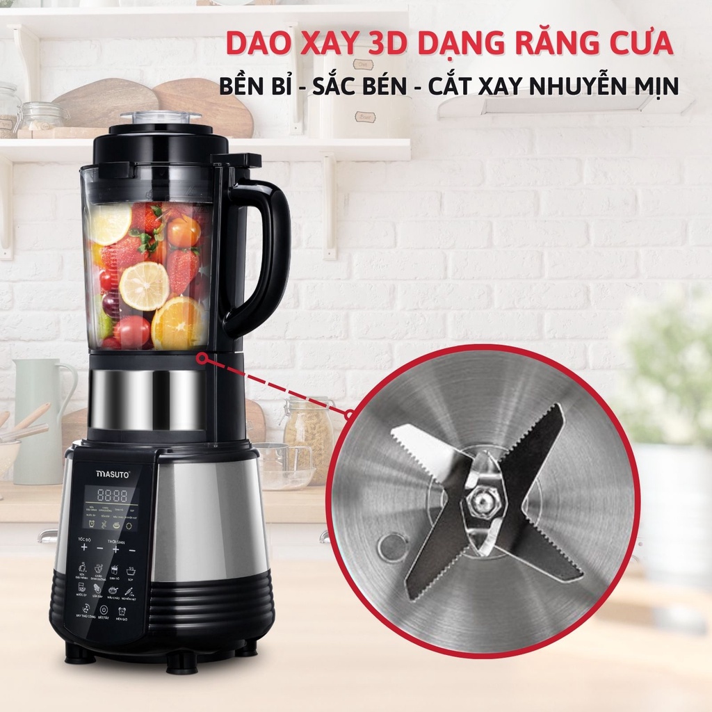 Máy làm sữa hạt Masuto MS-GALAXY 1.75l công suất 800w thủy tinh chịu lực chống ồn cao cấp