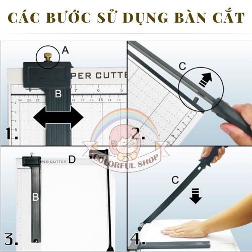 Bàn cắt giấy A4 - B4 - A3 bề mặt thép tấm bằng phẳng chống gỉ chắc chắn giúp thao tác chuẩn xác