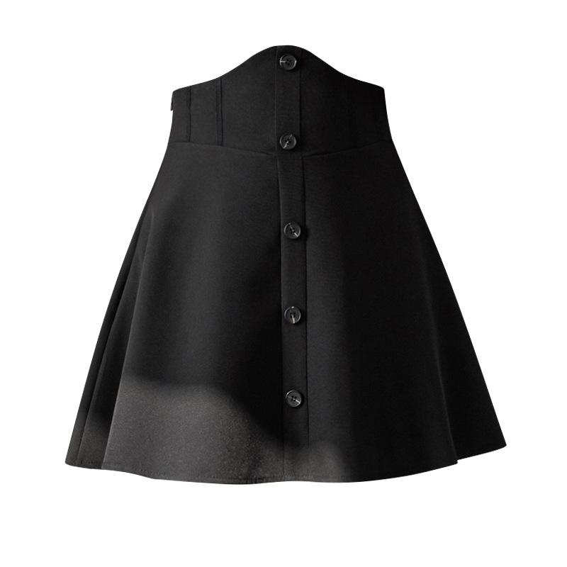 Chân váy xòe ngắn lưng cao NỊT BỤNG ôm eo có BIGSIZE màu đen trẻ trung năng động vải dày CV43