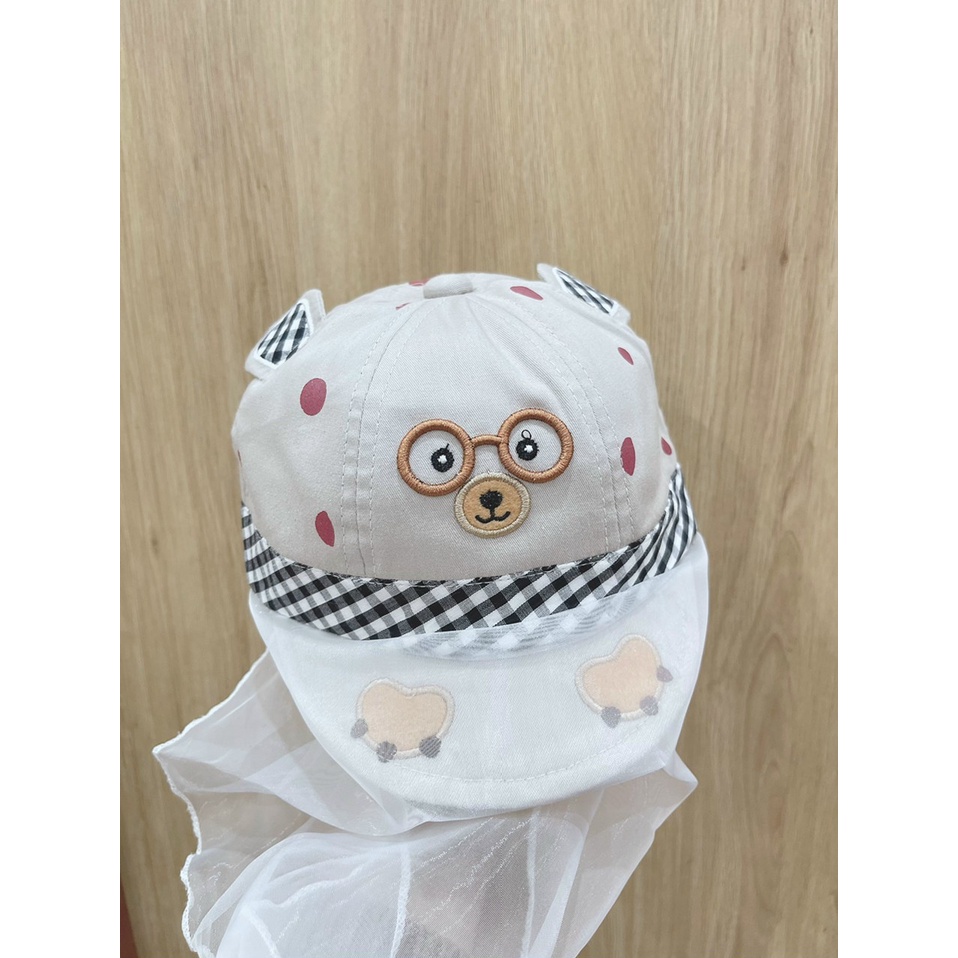 Mũ/ Nón kết kèm khăn voan cho bé