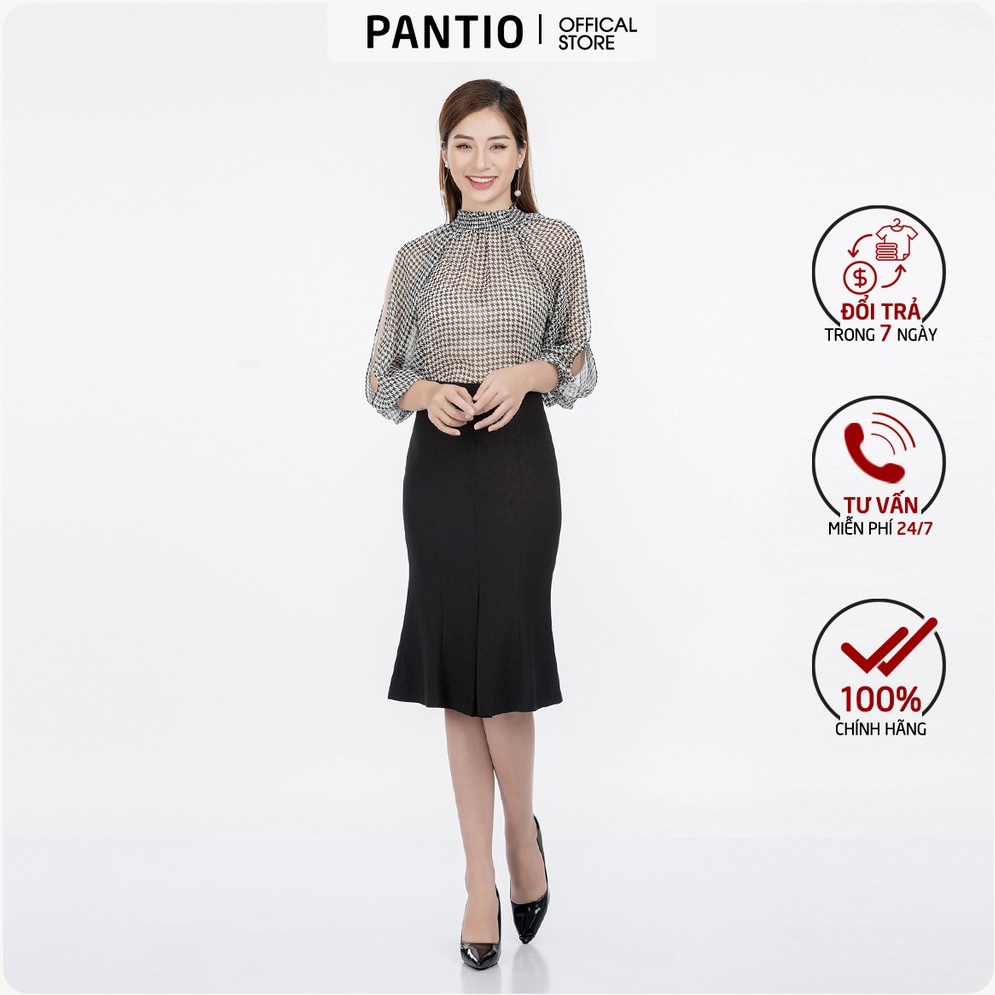 Áo sơ mi chất liệu voan họa tiết đen dáng ôm BAS52320 - PANTIO