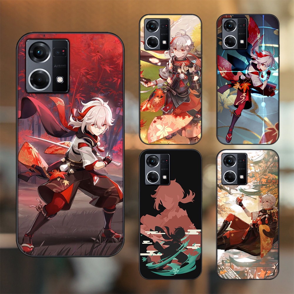 Ốp lưng Oppo Reno 8 4G viền đen in hình Kazuha Genshin Impact
