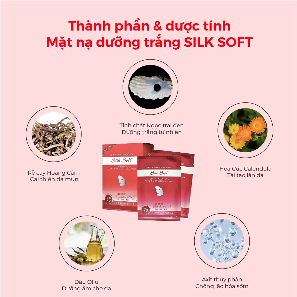 Mặt Nạ Silk Soft Ngọc Trai Đen Dưỡng Trắng Cấp Ẩm Phục Hồi Da Miếng Lẻ Chính Hãng Đài Loan - Taiwan Hub