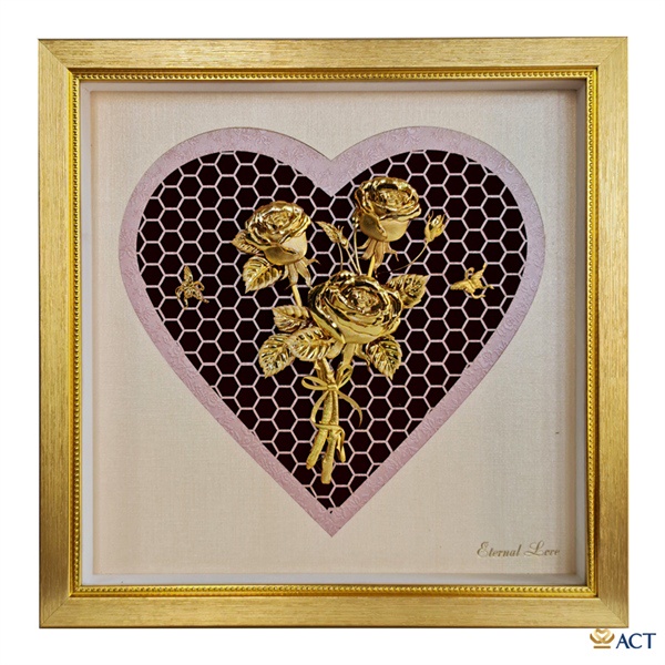 Tranh Hoa Hồng dát vàng 24k ACT GOLD ISO 9001:2015