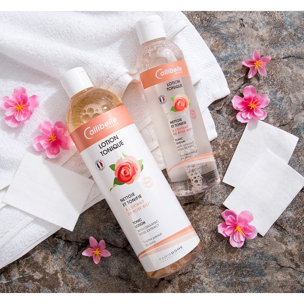 Bộ nước hoa hồng dưỡng ẩm da giúp se khít lỗ chân lông Callibelle 500ml-250ml