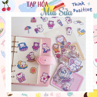 Set 40 stickers hình gấu dễ thương pvc chống nước - MiuSua