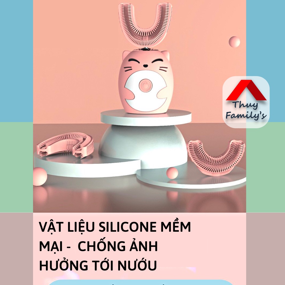 Bàn chải đánh răng điện cho bé DHA, Bàn chải điện chữ u cho bé từ 2-15 tuổi