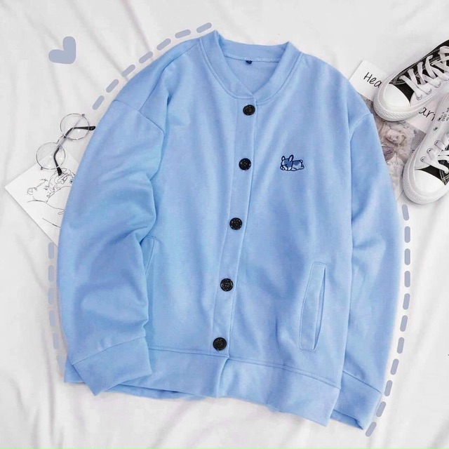 [Mã FAMARAL1 giảm 10K đơn 50K] Áo khoác boomber unisex phối nút đen siêu đẹp - hàng chuẩn shop