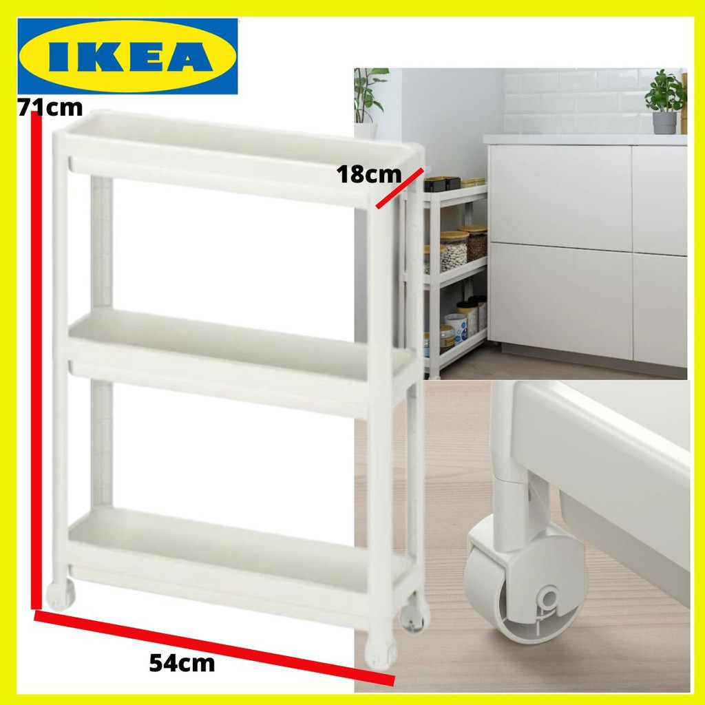 Kệ để đồ 3 tầng có bánh xe VESKEN IKEA