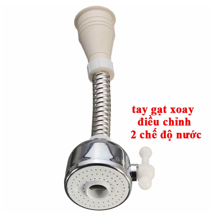 Đầu gắn vòi rửa chén tăng áp 2 chế độ cần lò xo xoay 360 độ mẫu mới nhất năm 2022