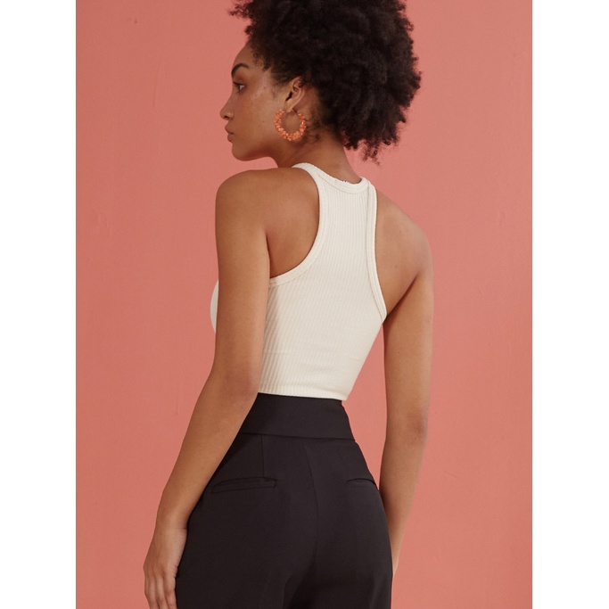 COCO SIN - Tanktop Cổ Cao Thun Gân Nude