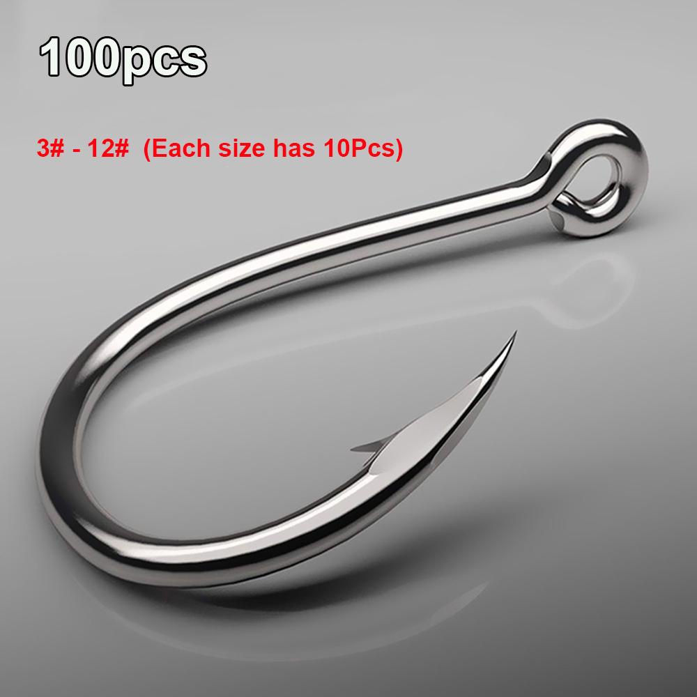 Set 100 Lưỡi Câu Cá Bằng Thép Carbon Cao Cấp