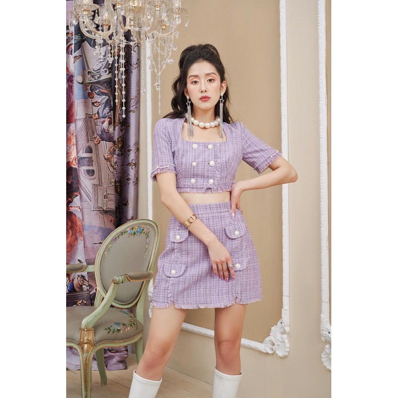 Vải đẹp TWEED Nhung may quần áo váy vest thu đông