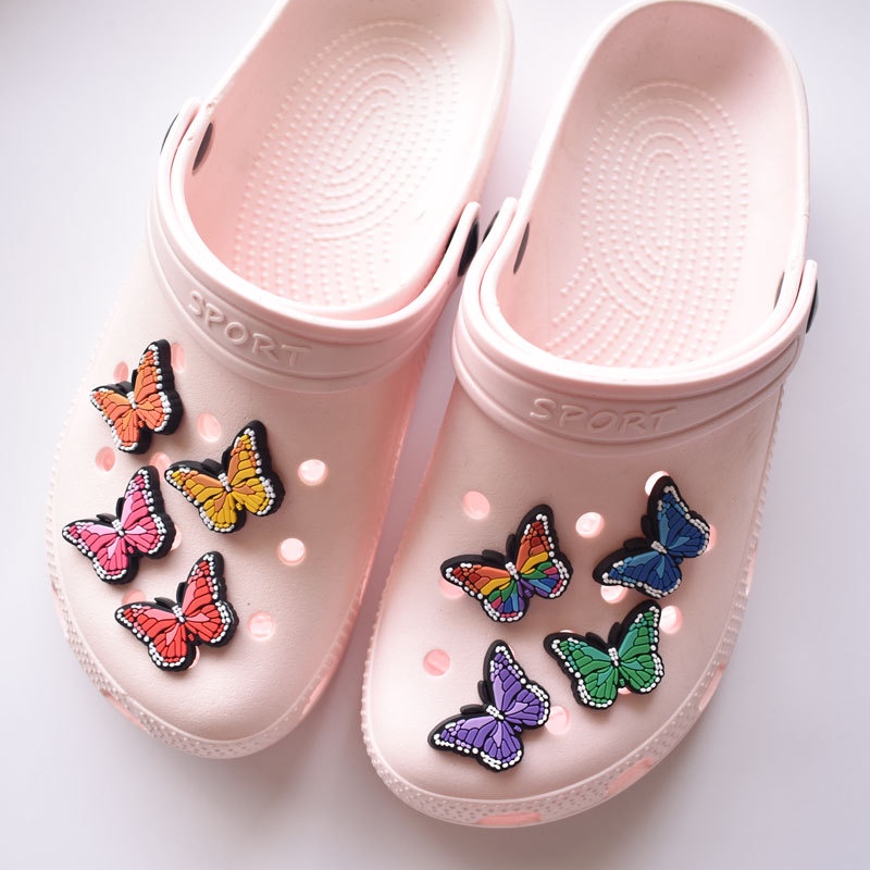 con bướm đầy màu sắc PVC phụ kiện dép Crocs charm DIY khóa giày crocs jibbitz crocs trang trí lỗ giày phụ kiện giày dép crocs nút trang trí giày trẻ em Dép Sandal Đồ trang sức Quà tặng sáng tạo món quà đặc biệt