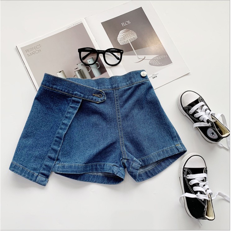 Quần Short Denim Lưng Thun Cho Bé Gái