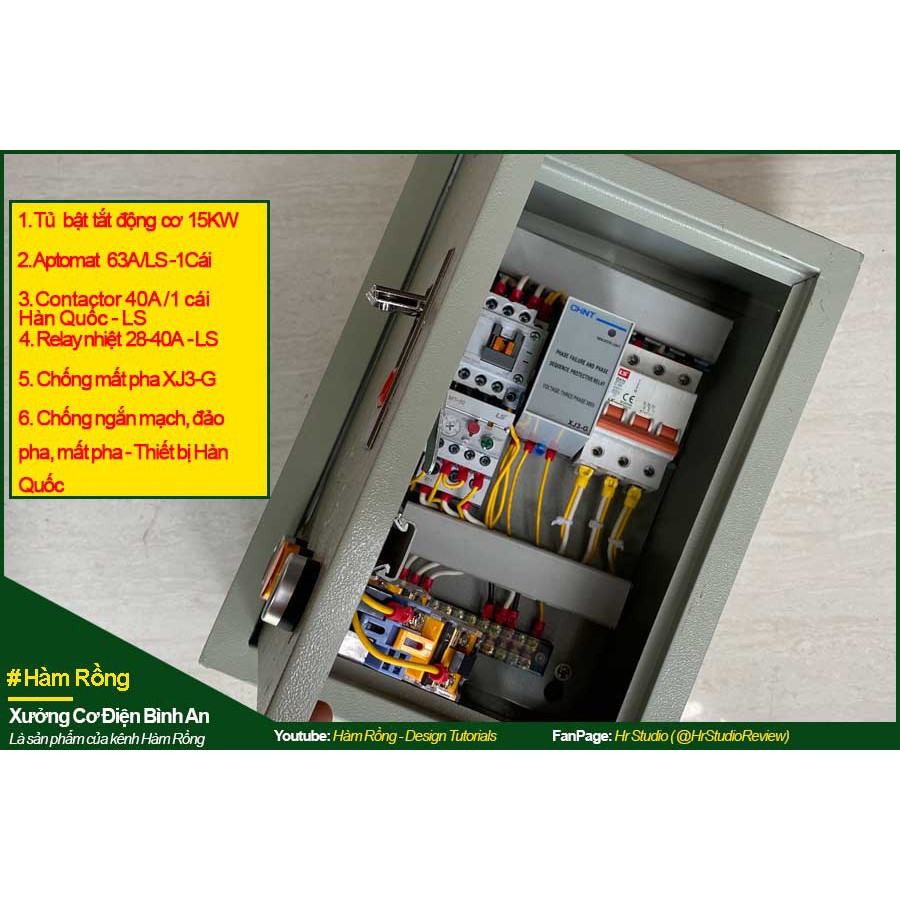 Tủ bảo vệ 15KW cho động cơ điện 3 pha chống mất pha, quá dòng và quá tải thiết bị LS Hàn Quốc chính hãng