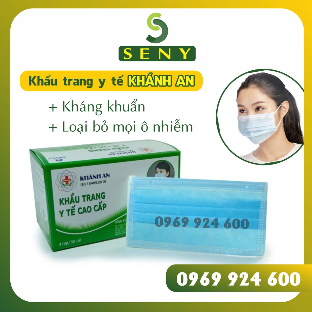 Khẩu trang y tế 4 lớp kháng khuẩn Khánh An - Màu xanh (50 cái/hộp) | BigBuy360 - bigbuy360.vn