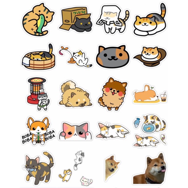 Giảm giá Set 20 stickers động vật & thú cưng cute trang trí laptop ...