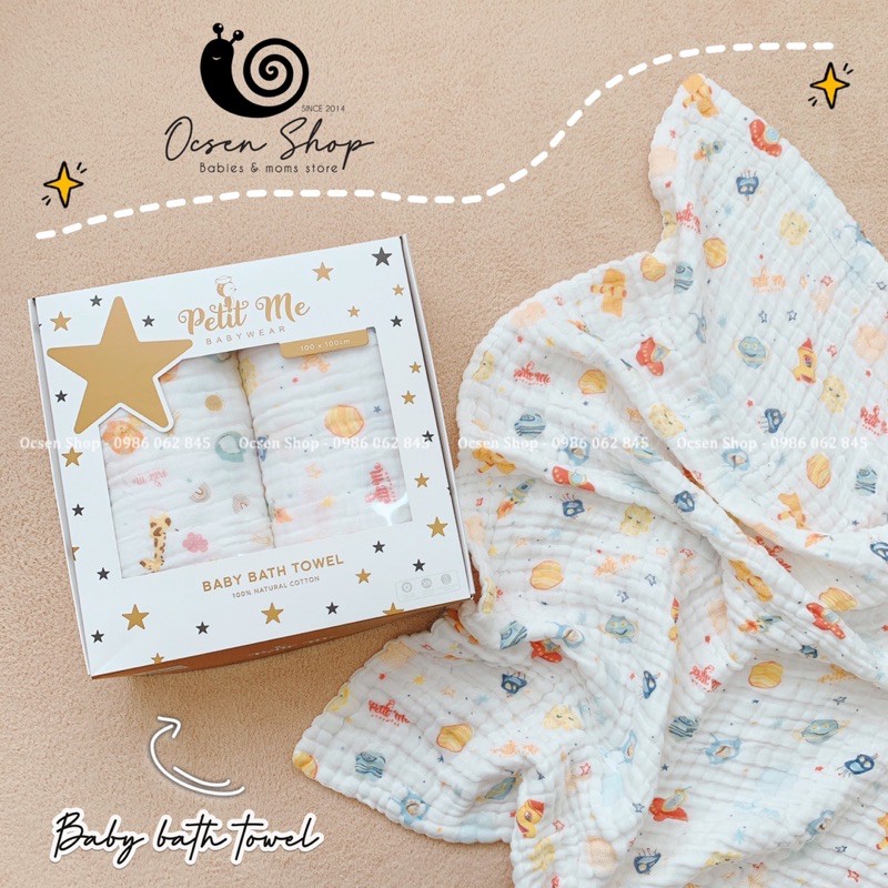 SET 2 KHĂN TẮM 6 LỚP 100% COTTON ORGANIC PETIT ME