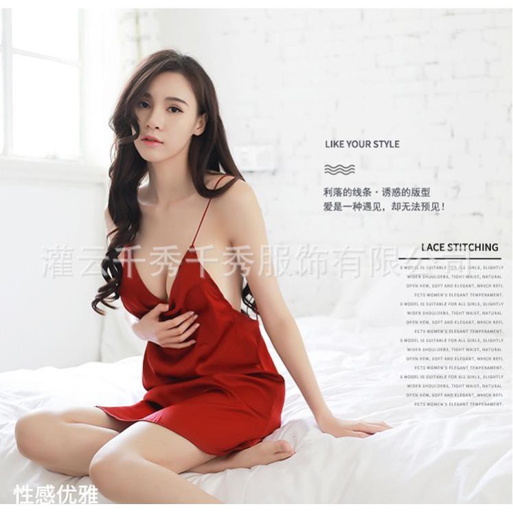 Váy ngủ lụa K18 - Váy ngủ hai dây - Váy ngủ lụa phi bóng mềm - Váy ngủ sexy - Váy ngủ đẹp - Đầm ngủ mặc nhà hai dây ་