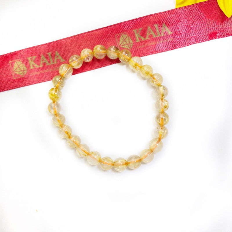 Vòng tay thạch anh tóc vang 7 li cho mệnh Kim mệnh thổ - KAIA