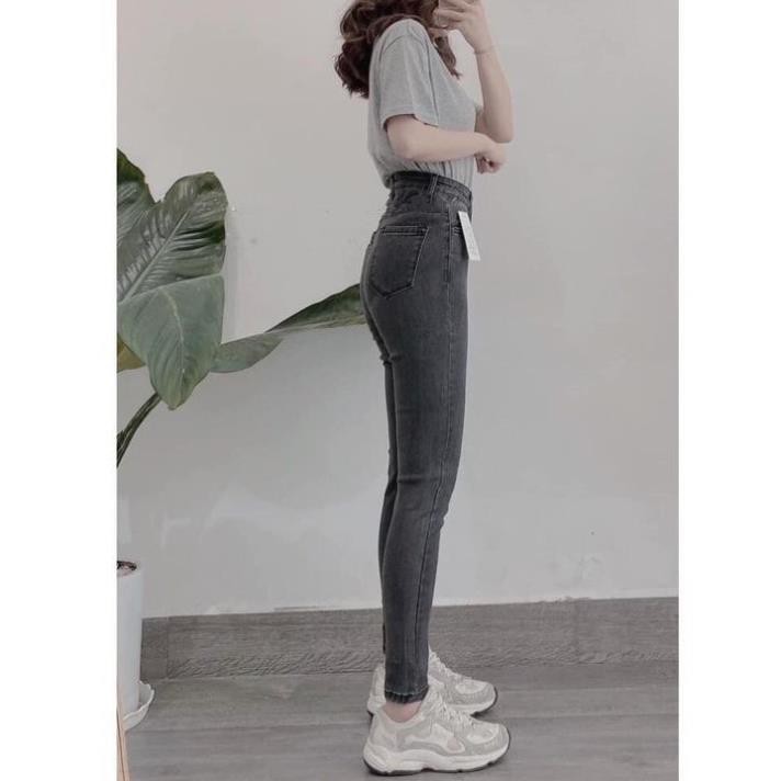 Quần skinny khói cạp cao 💖FREESHIP💖 Quần jeans nữ ôm giãn 1 khuy hack dáng AD25 - Anhduong.store