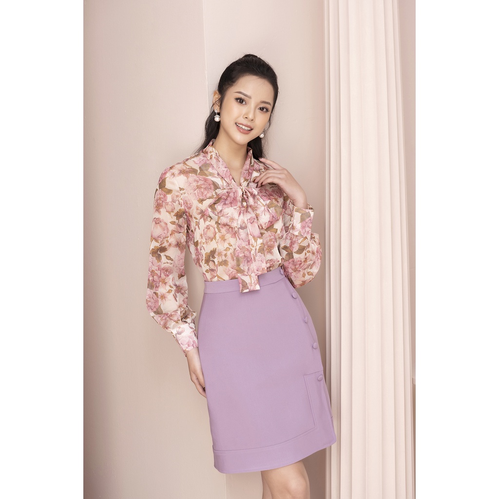 Áo Sơ Mi Kiểu Nữ LUPERI Dáng Suông Dài Tay, Vải Voan Hàn Cao Cấp Mềm Mịn Không Co Nhăn, Họa Tiết Hoa Thanh Lịch LFSM1203