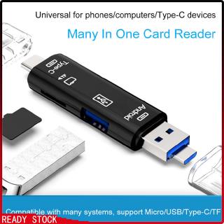 5 in 1 USB 2.0 Type C / USB / Micro USB SD TF Memory Card Reader OTG Adapter