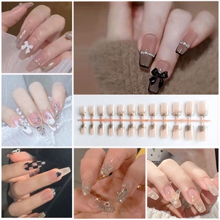 bộ móng tay giả set móng giả trong suốt móng tay giả đính nơ móng tay giả dài đính đá móng giả đẹp bộ móng tay giả đính đá móng tay giả đính đá ngắn  dán móng tay giả