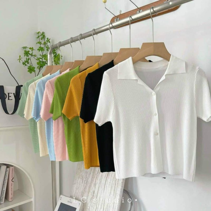 Áo len montoghi khuy cổ bẻ hàng QC