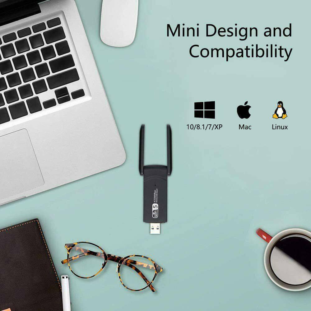 Thẻ Mạng Không Dây USB 1200Mbps 5Ghz Cho Windows Desktop / Laptop / PC