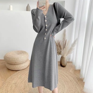 VNU482 - VÁY LENZIP CỔ V DÁNG XOÈ PHỐI CÚC