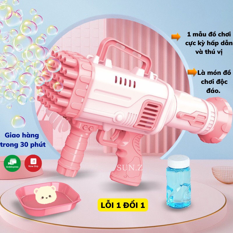 Đồ Chơi Cho Bé Súng Bắn Bong Bóng Xà Phòng 36 Nòng Mẫu Mới Tặng Kèm Pin Sun.z