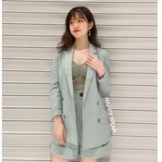 Set Áo Vest Blazer Nữ - Form Slimfit- Mix Short Ống Rộng - 5 size Từ S-2Xl - HAPPY WEAR(Chuẩn Hàng May Đo )-mymy