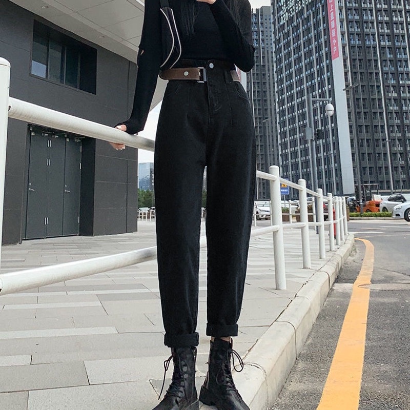 Quần Bò Baggy Trơn  Kèm Thắt Lưng Da Siêu Đẹp