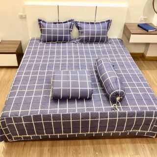 Bộ chăn ga chần phủ cotton lụa cao cấp