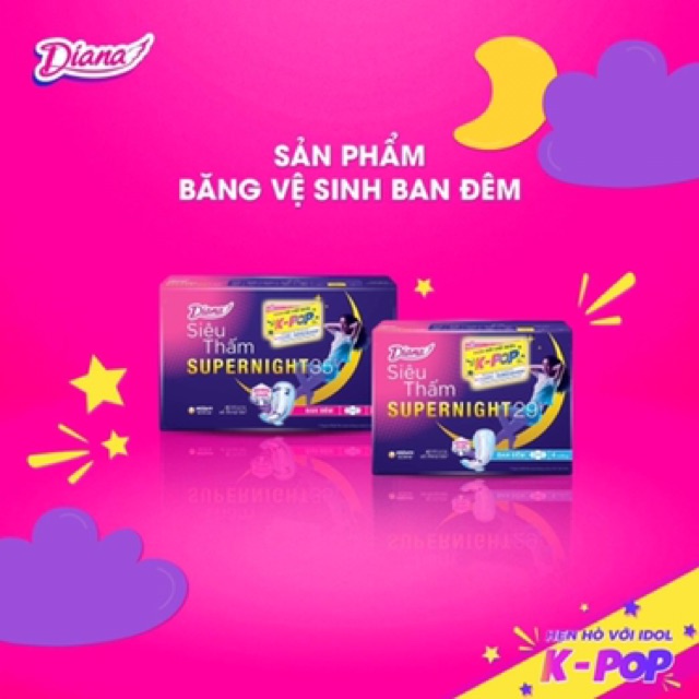 [Chính Hãng] Lốc 6 gói Băng vệ sinh Diana Super Night ban đêm 29cm 4 miếng