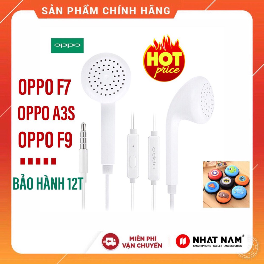 (Chuẩn zin) Tai nghe Oppo F5/F7/F9/A3S âm thanh cực hay mẫu 2019-Tặng hộp đựng cute