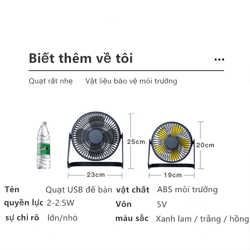 Quạt mini | Quạt điện cầm tay nhỏ gọn phù hợp với nhân viên văn phòng, có thể xoay lên xuống, có ba kích cỡ