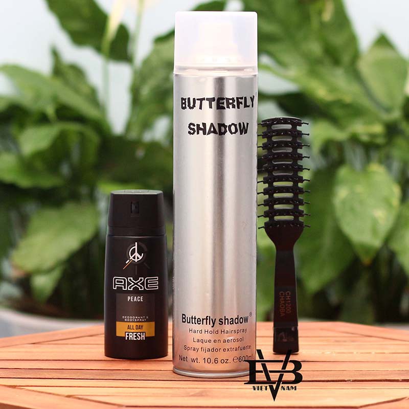 [CHÍNH HÃNG - BYVILAIN SHOP TPHCM] gôm xịt tóc nam Butterfly Shadow 600ml + Xịt khử mùi AXE 150ml - Tặng kèm lược Chaoba