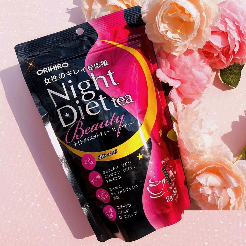 Trà Giảm Cân Đêm Night Diet Tea Beauty Orihiro Nhật Bản Bổ Sung Collagen Chống Lão Hóa Đẹp Da