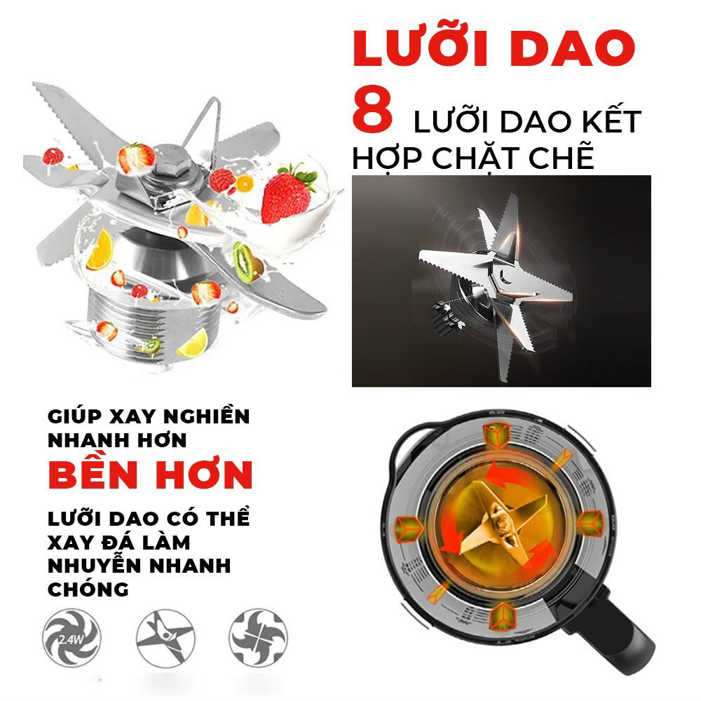 Máy xay sinh tố công nghiệp, xay đá Ladomax, cối 2lit, công suât lớn 2000W, màu ngẫu nhiên, bảo hành 12 tháng