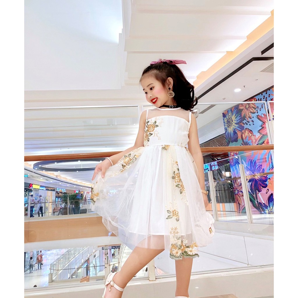 Đầm ren công chúa ren thêu