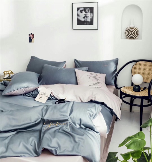 Bộ Chăn Ga Gối Lụa Tencel 40s /4 món Đơn sắc siêu đẹp | BigBuy360 - bigbuy360.vn