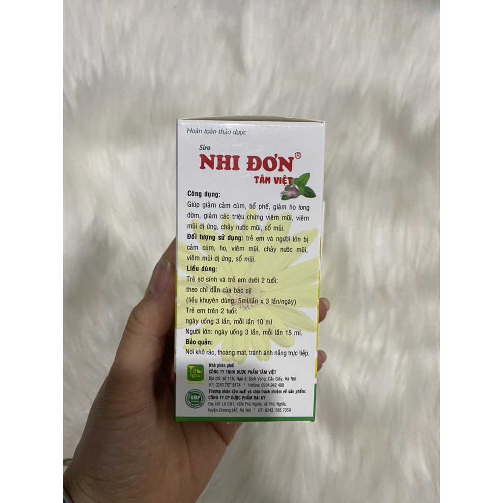 Giảm cảm cúm - Siro NHI ĐƠN TÂM VIỆT 100ml - Giúp bổ phế, giảm ho, long đờm, giảm triệu chứng viêm mũi, sổ mũi